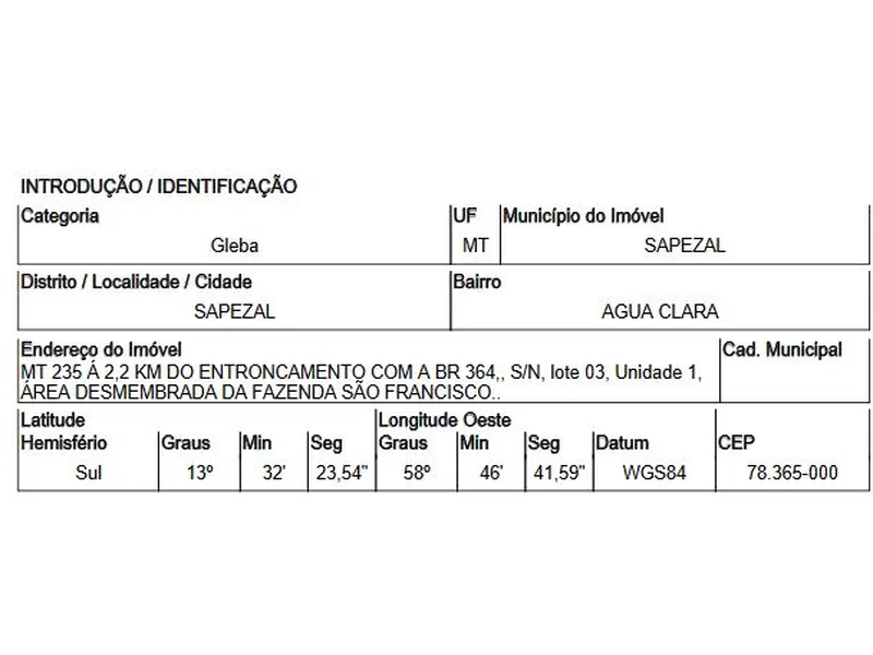 Gleba em Venda Direta
