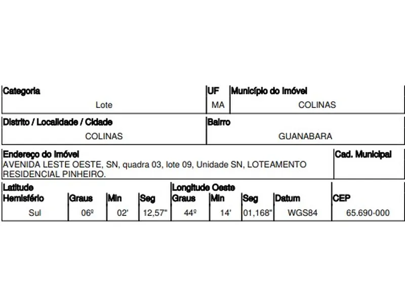 Terreno em Leilão Extrajudicial