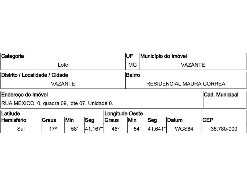 Terreno em Leilão Extrajudicial