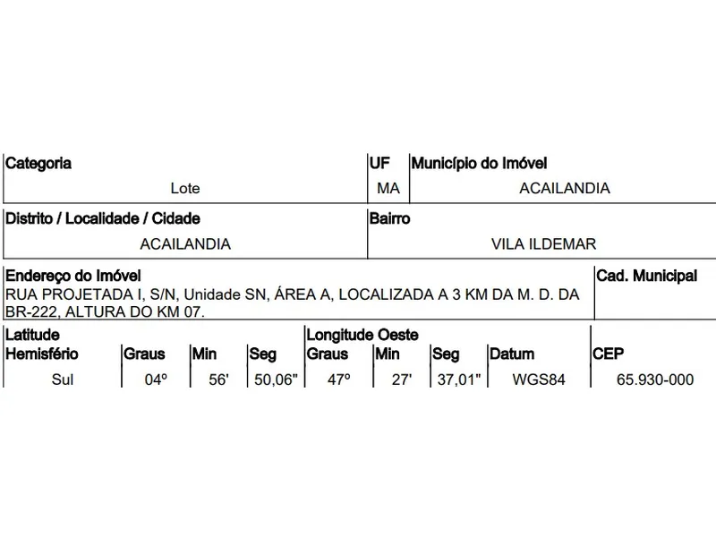 Terreno em Venda Direta