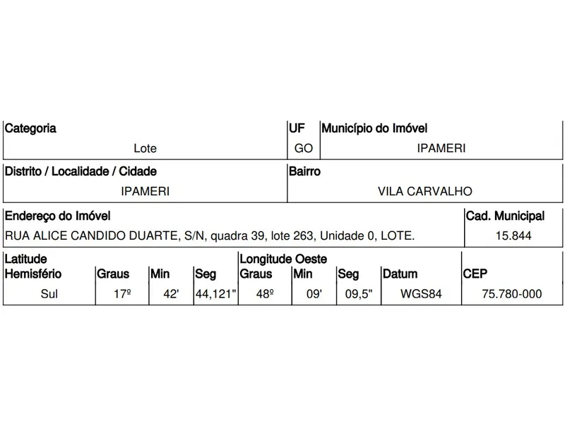 Terreno em Venda Direta