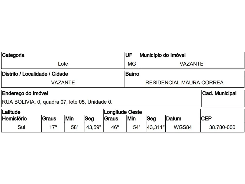 Terreno em Leilão Extrajudicial