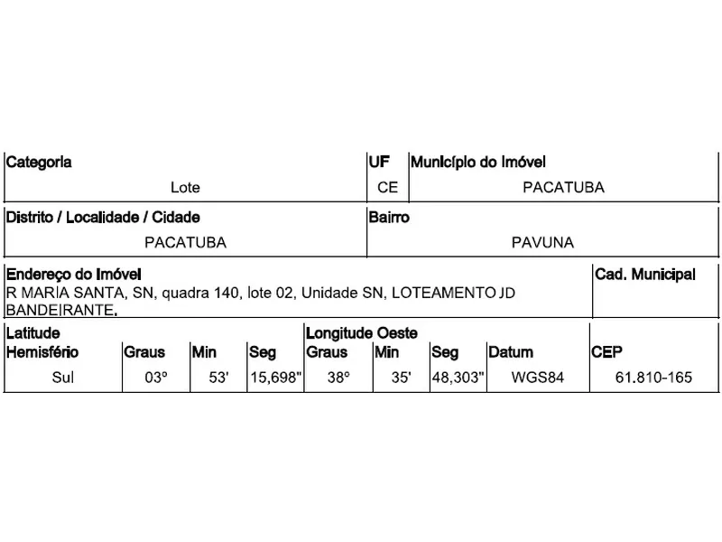 Terreno em Leilão Extrajudicial
